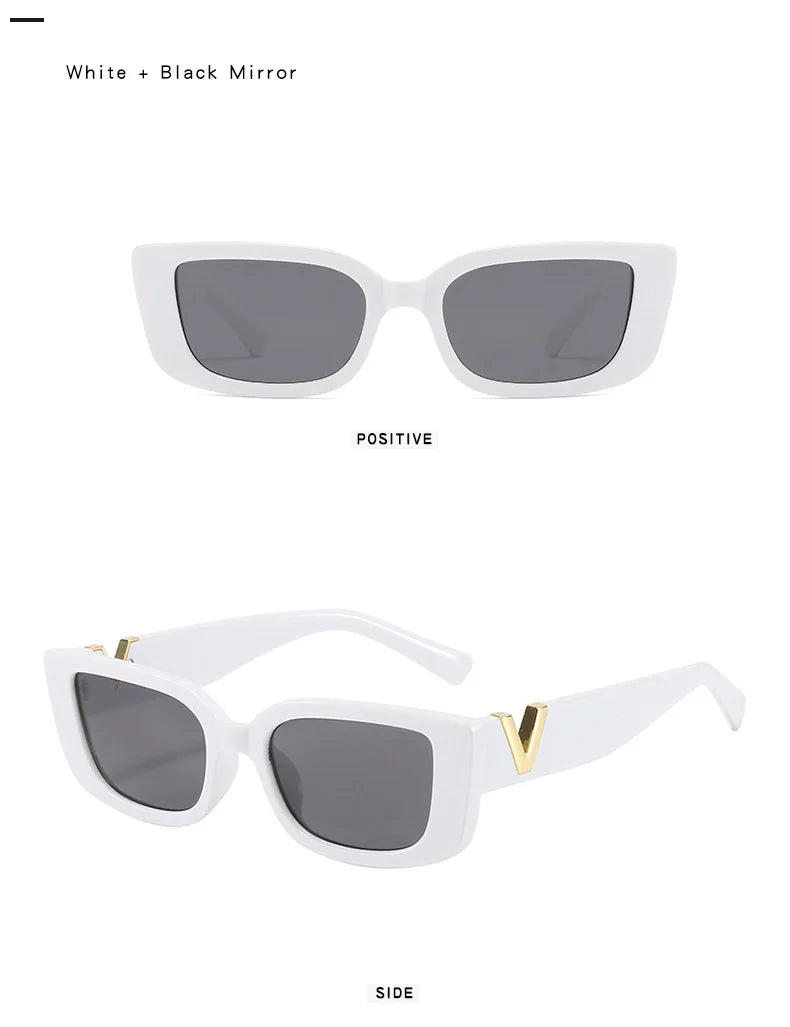 Fashion Cat Eye Sunglasses Retro Small Frame Driving Eyewear Women  Men Luxury V Sun Glasses UV400