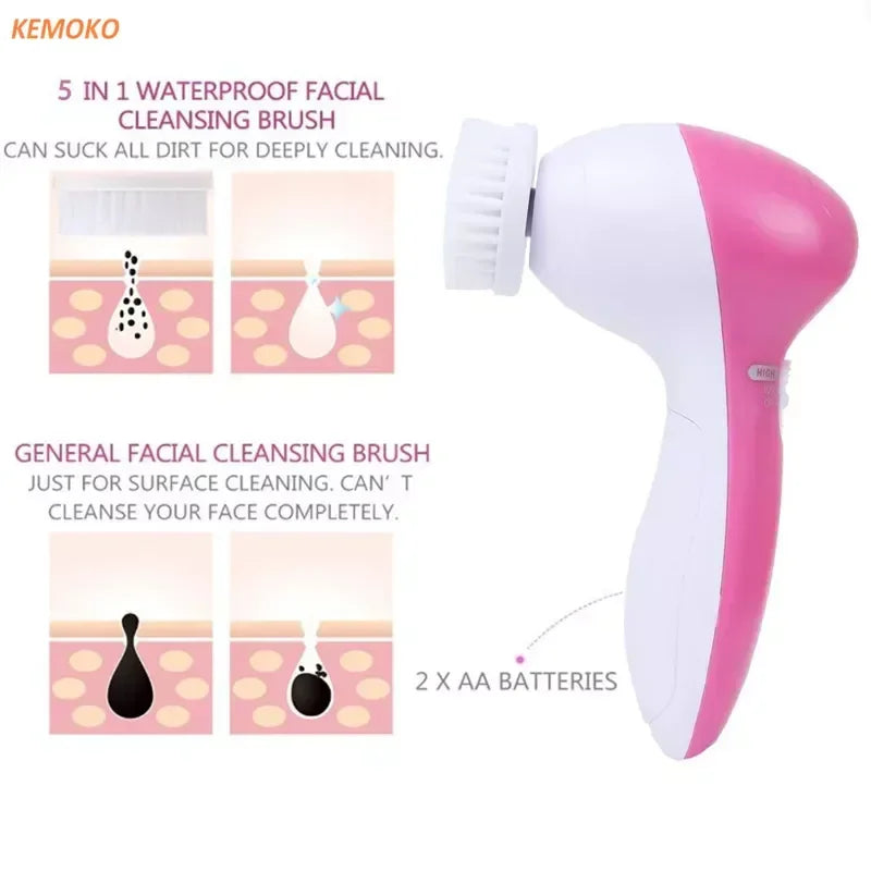 Electric Facial Cleanser Wash Face Cleaning Machine Skin Pore Cleaner Wash Machine Spa Blackhead Cleaning Facial Cleanser 5 in 1