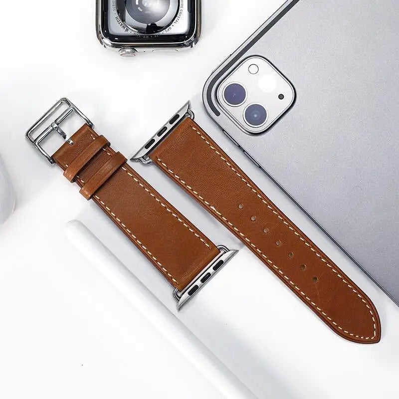 Leather Watch Straps for Apple Watch band 46mm 44mm 49mm 45mm 42mm 40mm 38/41mm bracelet iWatch series 10-Ultra 9-8-7-6-5-4-3-SE