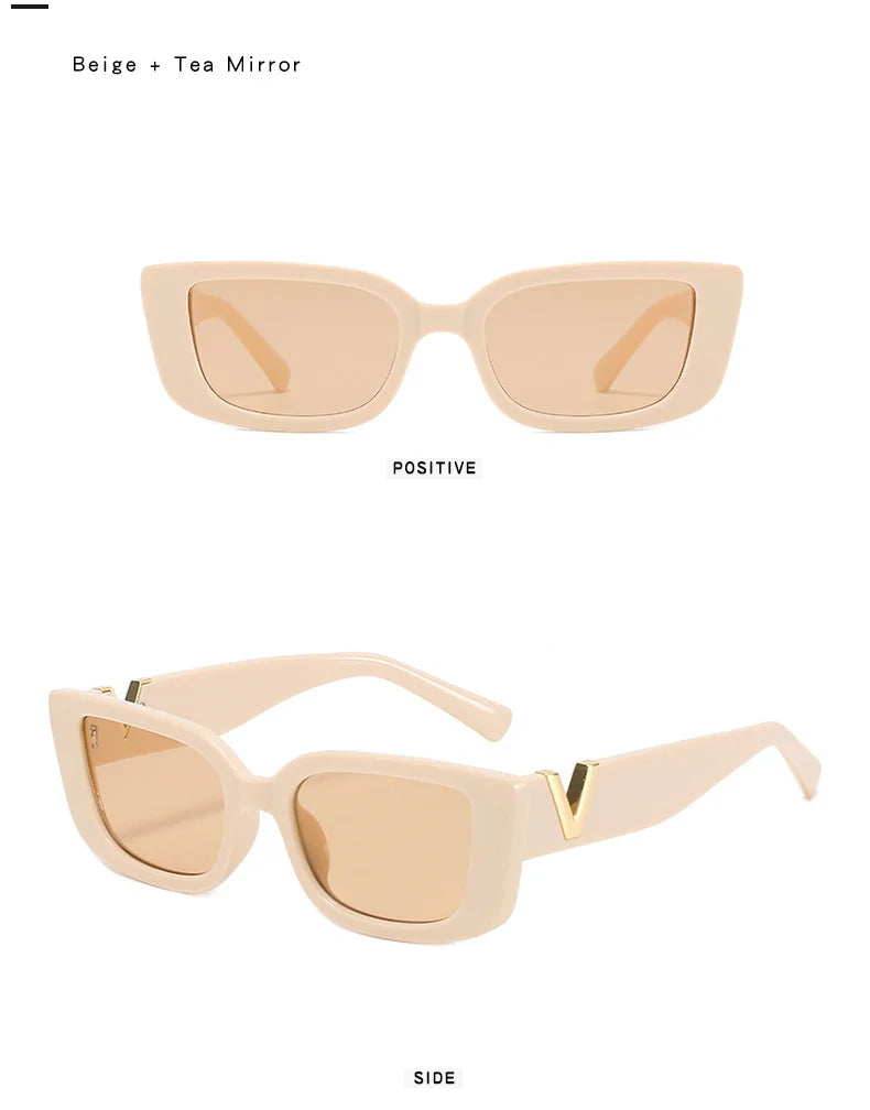 Fashion Cat Eye Sunglasses Retro Small Frame Driving Eyewear Women  Men Luxury V Sun Glasses UV400