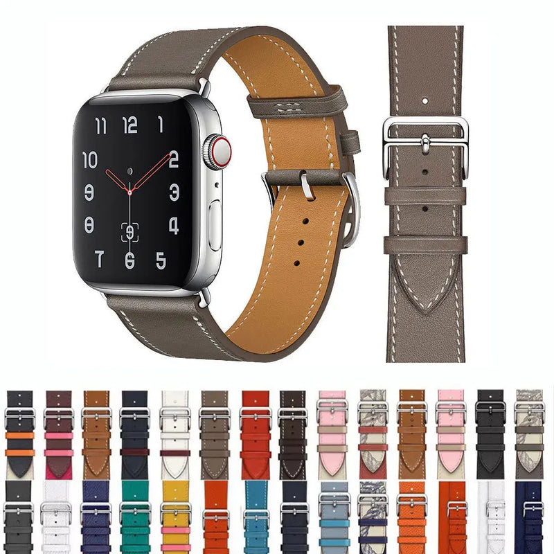 Leather Watch Straps for Apple Watch band 46mm 44mm 49mm 45mm 42mm 40mm 38/41mm bracelet iWatch series 10-Ultra 9-8-7-6-5-4-3-SE